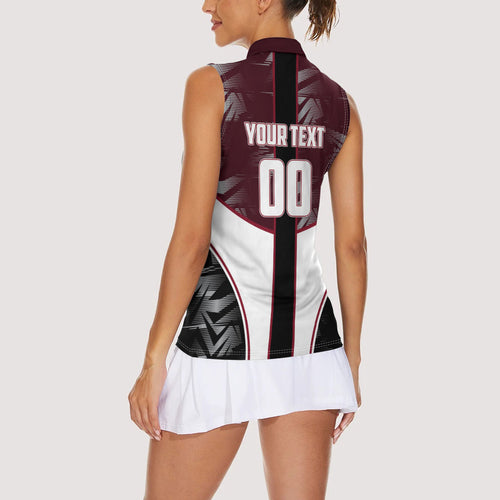 Personalized Queensland Oztag Women Sleeveless Polo Shirt Abstract Geometric Pattern Sports