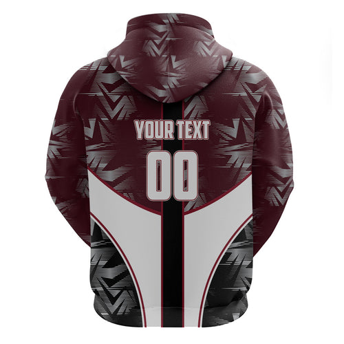 Personalized Queensland Oztag Zip Hoodie Abstract Geometric Pattern Sports