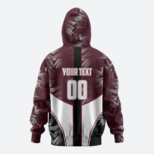 Personalized Queensland Oztag Zip Hoodie Abstract Geometric Pattern Sports