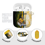 Personalized Australia Soccer Kangaroo AirPods Case World Football Mascot Green Gold Abstract Wave