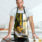 Personalized Australia Soccer Kangaroo Apron World Football Mascot Green Gold Abstract Wave