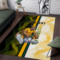 Personalized Australia Soccer Kangaroo Area Rug World Football Mascot Green Gold Abstract Wave