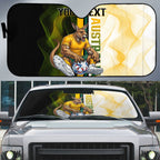 Personalized Australia Soccer Kangaroo Auto Sun Shade World Football Mascot Green Gold Abstract Wave