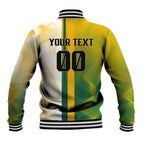 Personalized Australia Soccer Kangaroo Baseball Jacket World Football Mascot Green Gold Abstract Wave