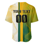 Personalized Australia Soccer Kangaroo Baseball Jersey World Football Mascot Green Gold Abstract Wave