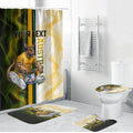 Personalized Australia Soccer Kangaroo Bathroom Set World Football Mascot Green Gold Abstract Wave