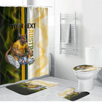 Personalized Australia Soccer Kangaroo Bathroom Set World Football Mascot Green Gold Abstract Wave
