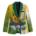 Personalized Australia Soccer Kangaroo Blazer World Football Mascot Green Gold Abstract Wave