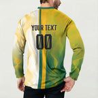 Personalized Australia Soccer Kangaroo Button Sweatshirt World Football Mascot Green Gold Abstract Wave