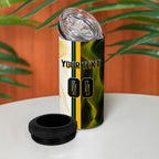 Personalized Australia Soccer Kangaroo 4 in 1 Can Cooler Tumbler World Football Mascot Green Gold Abstract Wave