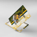 Personalized Australia Soccer Kangaroo Canvas Wall Art World Football Mascot Green Gold Abstract Wave