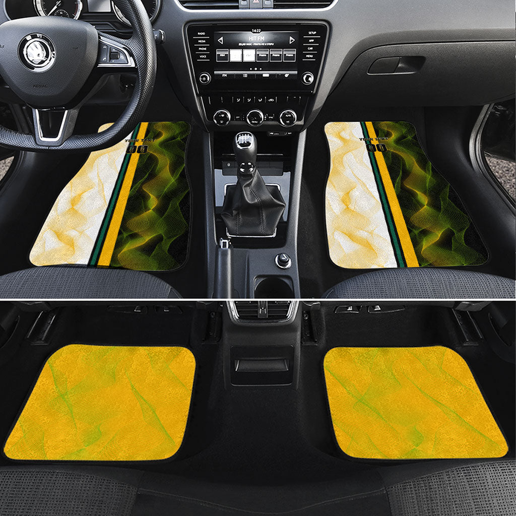 Personalized Australia Soccer Kangaroo Car Mats World Football Mascot Green Gold Abstract Wave