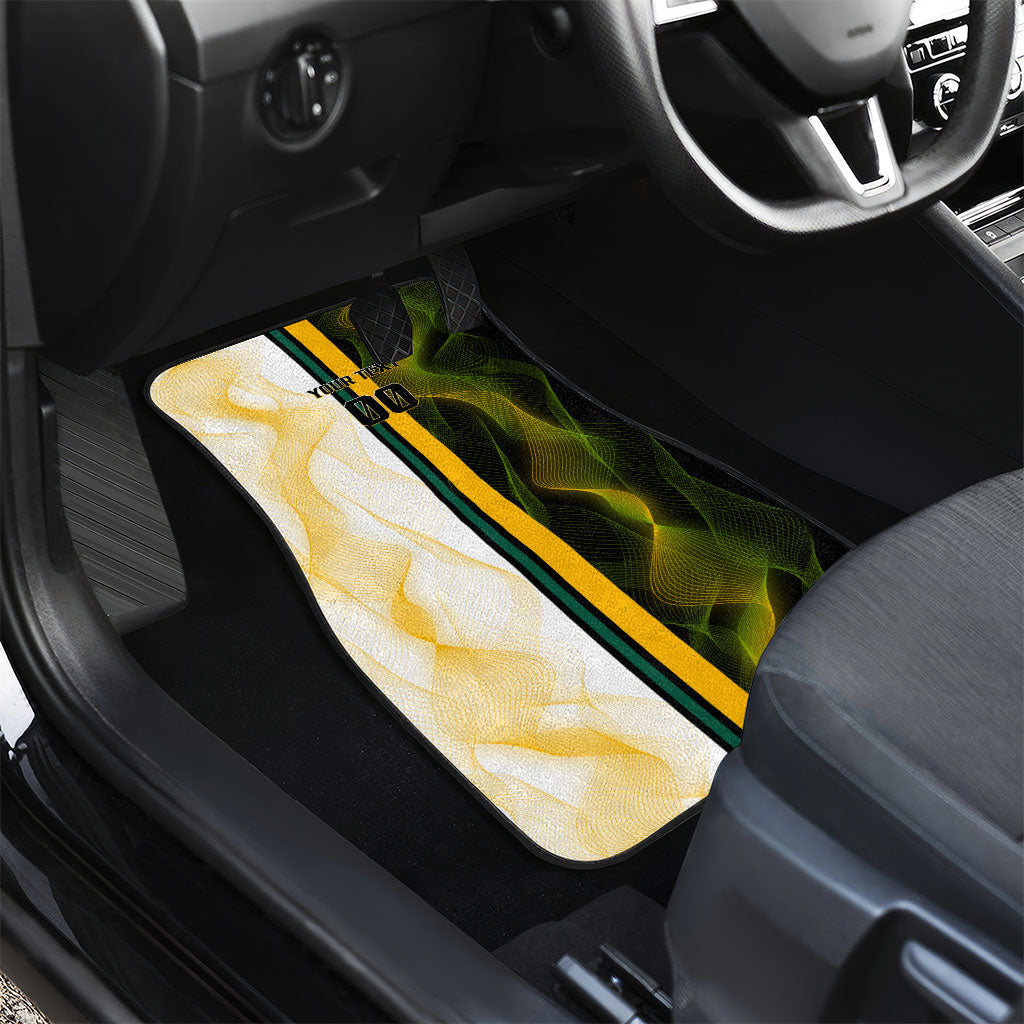 Personalized Australia Soccer Kangaroo Car Mats World Football Mascot Green Gold Abstract Wave