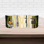 Personalized Australia Soccer Kangaroo Ceramic Mug World Football Mascot Green Gold Abstract Wave