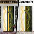 Personalized Australia Soccer Kangaroo Door Cover World Football Mascot Green Gold Abstract Wave