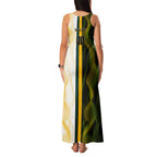 Personalized Australia Soccer Kangaroo Family Matching Tank Maxi Dress and Hawaiian Shirt World Football Mascot Green Gold Abstract Wave