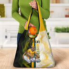 Personalized Australia Soccer Kangaroo Grocery Bag World Football Mascot Green Gold Abstract Wave