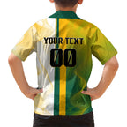 Personalized Australia Soccer Kangaroo Hawaiian Shirt World Football Mascot Green Gold Abstract Wave