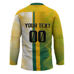 Personalized Australia Soccer Kangaroo Hockey Jersey World Football Mascot Green Gold Abstract Wave