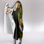 Personalized Australia Soccer Kangaroo Hooded Blanket World Football Mascot Green Gold Abstract Wave