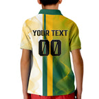 Personalized Australia Soccer Kangaroo Kid Polo Shirt World Football Mascot Green Gold Abstract Wave