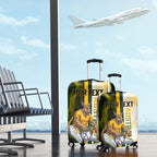 Personalized Australia Soccer Kangaroo Luggage Cover World Football Mascot Green Gold Abstract Wave