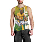 Personalized Australia Soccer Kangaroo Men Tank Top World Football Mascot Green Gold Abstract Wave