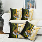 Personalized Australia Soccer Kangaroo Pillow Cover World Football Mascot Green Gold Abstract Wave