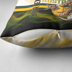 Personalized Australia Soccer Kangaroo Pillow Cover World Football Mascot Green Gold Abstract Wave
