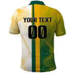 Personalized Australia Soccer Kangaroo Polo Shirt World Football Mascot Green Gold Abstract Wave