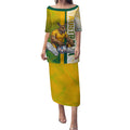 Personalized Australia Soccer Kangaroo Puletasi World Football Mascot Green Gold Abstract Wave