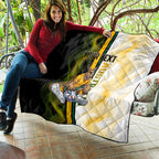 Personalized Australia Soccer Kangaroo Quilt World Football Mascot Green Gold Abstract Wave