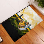 Personalized Australia Soccer Kangaroo Rubber Doormat World Football Mascot Green Gold Abstract Wave