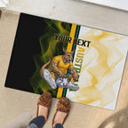 Personalized Australia Soccer Kangaroo Rubber Doormat World Football Mascot Green Gold Abstract Wave
