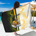 Personalized Australia Soccer Kangaroo Sarong World Football Mascot Green Gold Abstract Wave