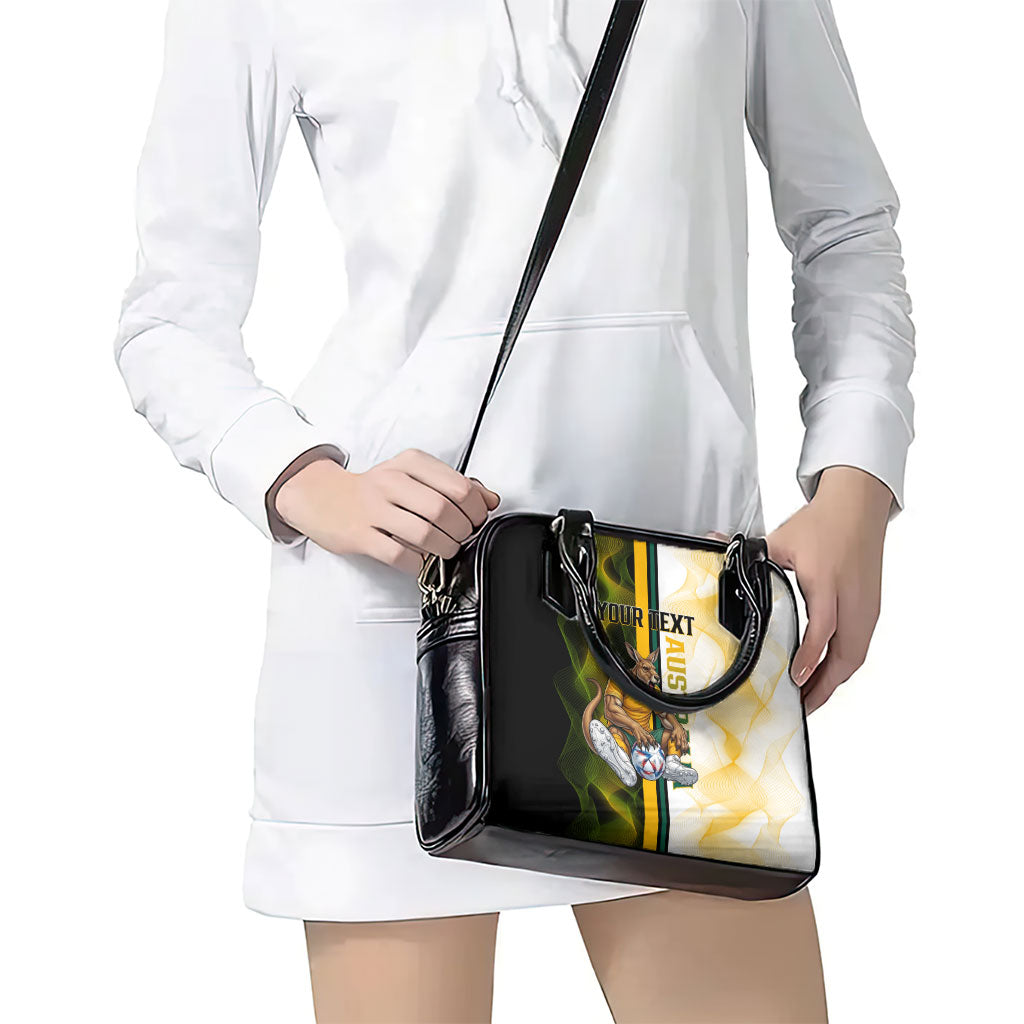 Personalized Australia Soccer Kangaroo Shoulder Handbag World Football Mascot Green Gold Abstract Wave
