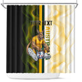 Personalized Australia Soccer Kangaroo Shower Curtain World Football Mascot Green Gold Abstract Wave