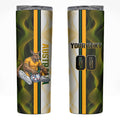 Personalized Australia Soccer Kangaroo Skinny Tumbler World Football Mascot Green Gold Abstract Wave