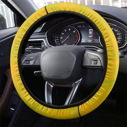 Australia Soccer Kangaroo Steering Wheel Cover World Football Mascot Green Gold Abstract Wave