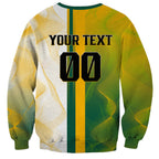 Personalized Australia Soccer Kangaroo Sweatshirt World Football Mascot Green Gold Abstract Wave