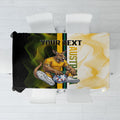Personalized Australia Soccer Kangaroo Tablecloth World Football Mascot Green Gold Abstract Wave