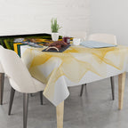 Personalized Australia Soccer Kangaroo Tablecloth World Football Mascot Green Gold Abstract Wave