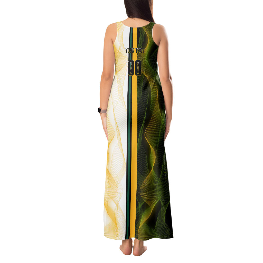 Personalized Australia Soccer Kangaroo Tank Maxi Dress World Football Mascot Green Gold Abstract Wave