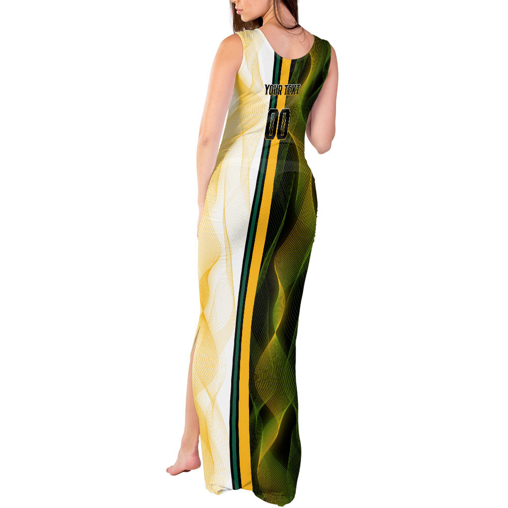 Personalized Australia Soccer Kangaroo Tank Maxi Dress World Football Mascot Green Gold Abstract Wave