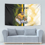 Personalized Australia Soccer Kangaroo Tapestry World Football Mascot Green Gold Abstract Wave