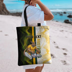 Personalized Australia Soccer Kangaroo Tote Bag World Football Mascot Green Gold Abstract Wave