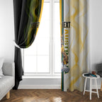 Personalized Australia Soccer Kangaroo Window Curtain World Football Mascot Green Gold Abstract Wave