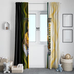Personalized Australia Soccer Kangaroo Window Curtain World Football Mascot Green Gold Abstract Wave