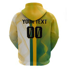 Personalized Australia Soccer Kangaroo Zip Hoodie World Football Mascot Green Gold Abstract Wave