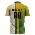 Personalized Australia Soccer Kangaroo Zipper Polo Shirt World Football Mascot Green Gold Abstract Wave